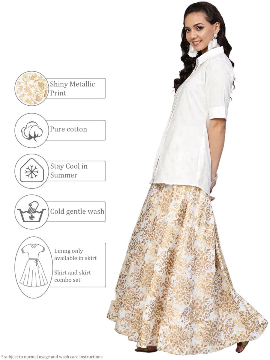 Ahalyaa White Straight Cotton Indowestern Set | Grocsy