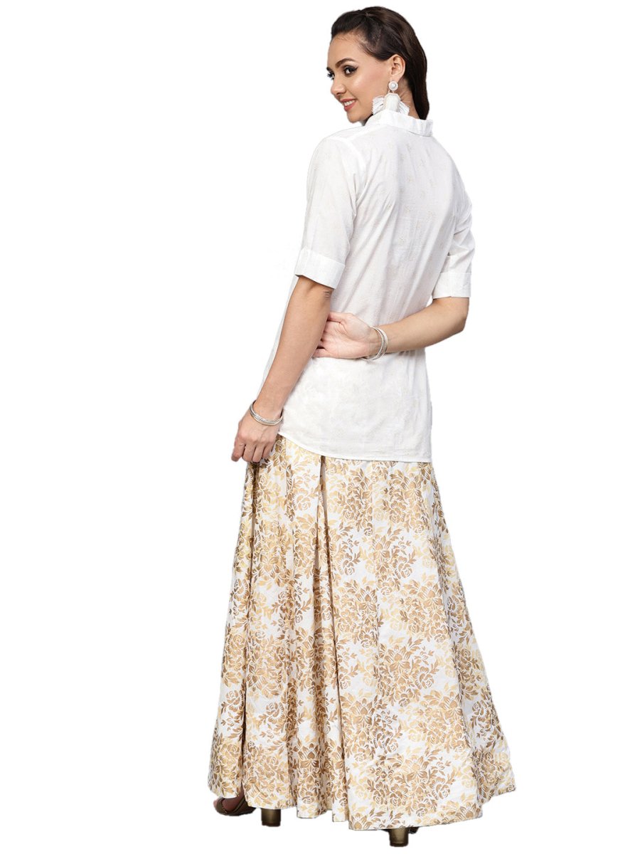 Ahalyaa White Straight Cotton Indowestern Set | Grocsy
