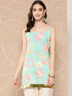 Ahalyaa Floral Print Embellished Tunic | Grocsy