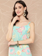 Ahalyaa Floral Print Embellished Tunic | Grocsy