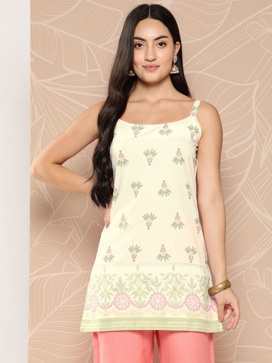 Ahalyaa Shoulder Straps Floral Print Tunic | Grocsy