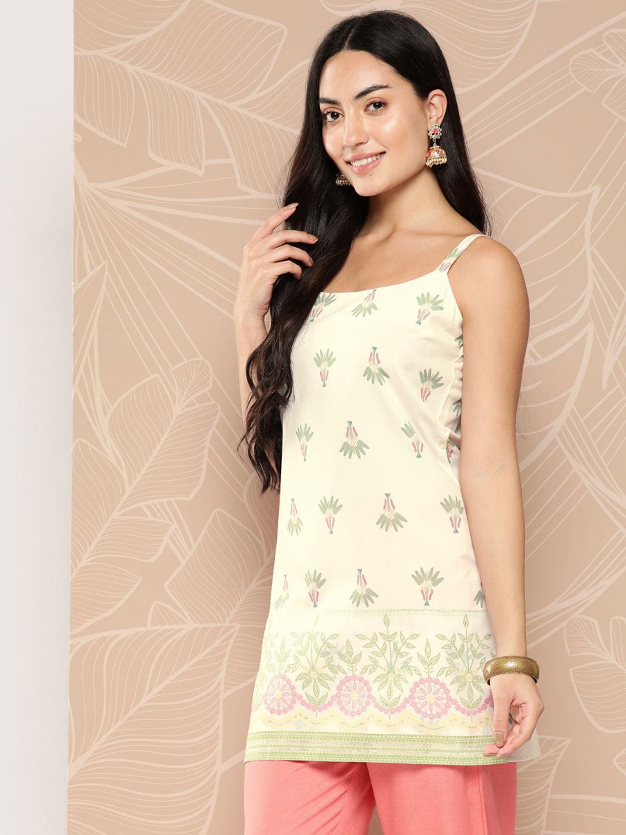 Ahalyaa Shoulder Straps Floral Print Tunic | Grocsy