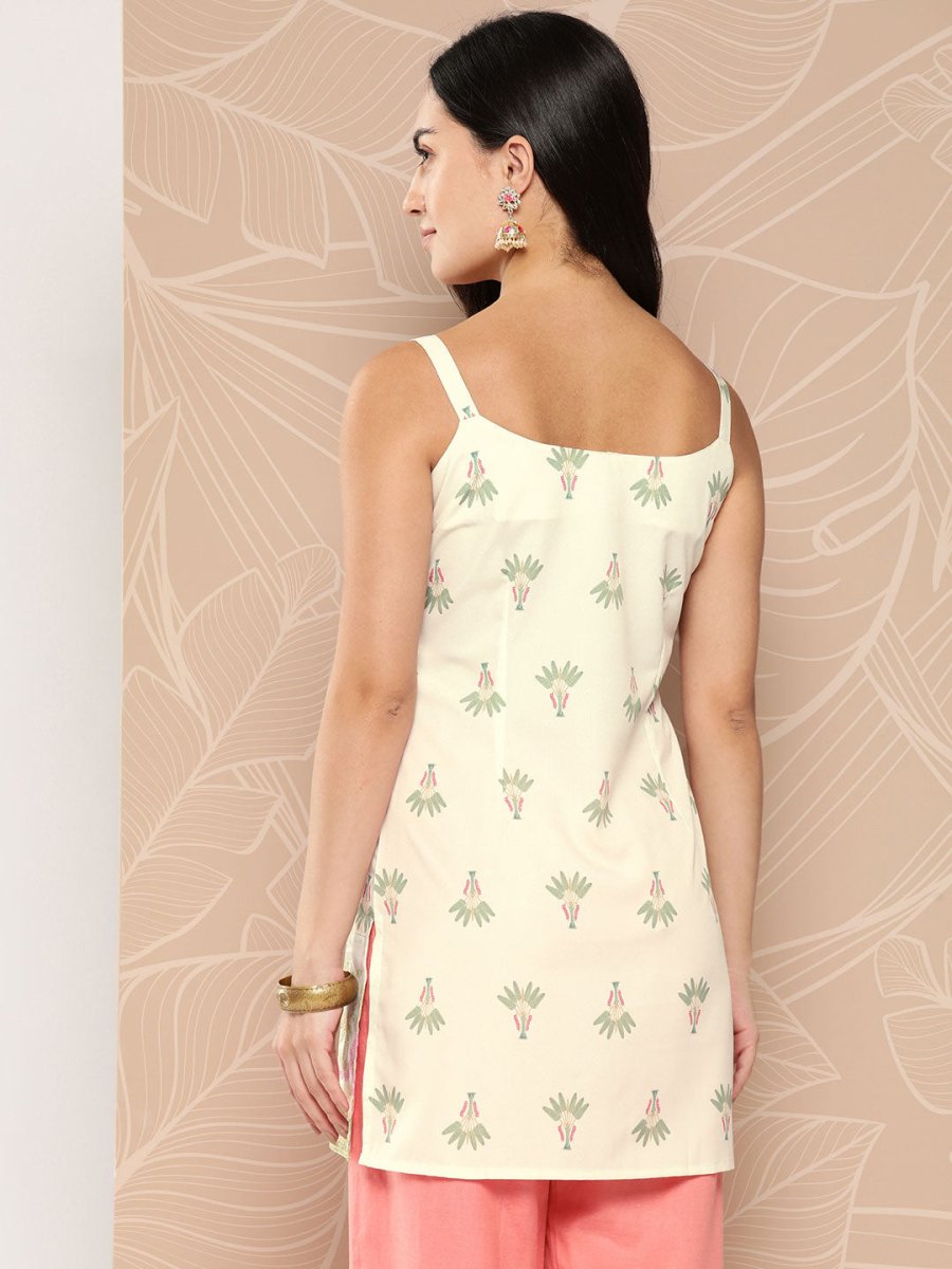 Ahalyaa Shoulder Straps Floral Print Tunic | Grocsy