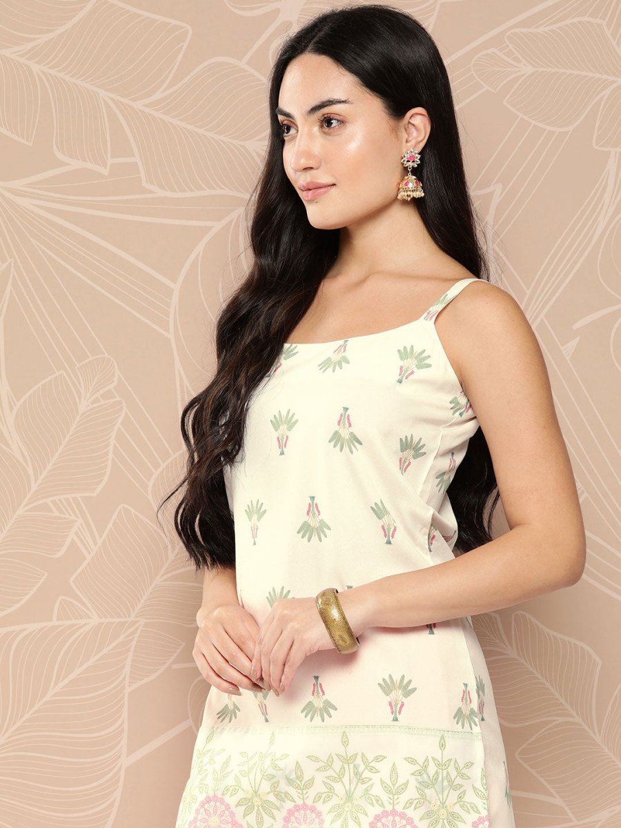 Ahalyaa Shoulder Straps Floral Print Tunic | Grocsy