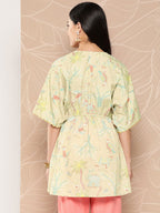 Ahalyaa Gathered Conversational Printed Tunic | Grocsy