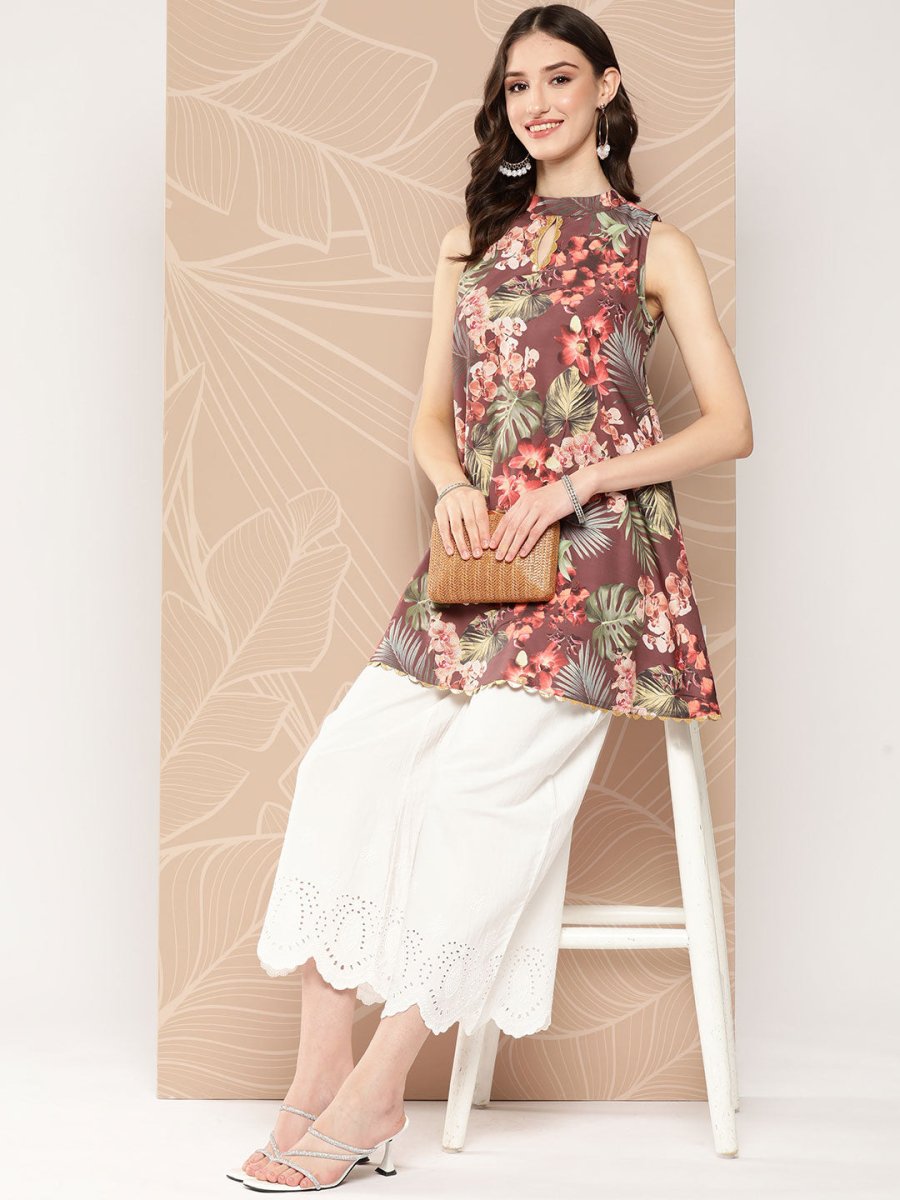 Ahalyaa Halter Neck Printed Tunic | Grocsy