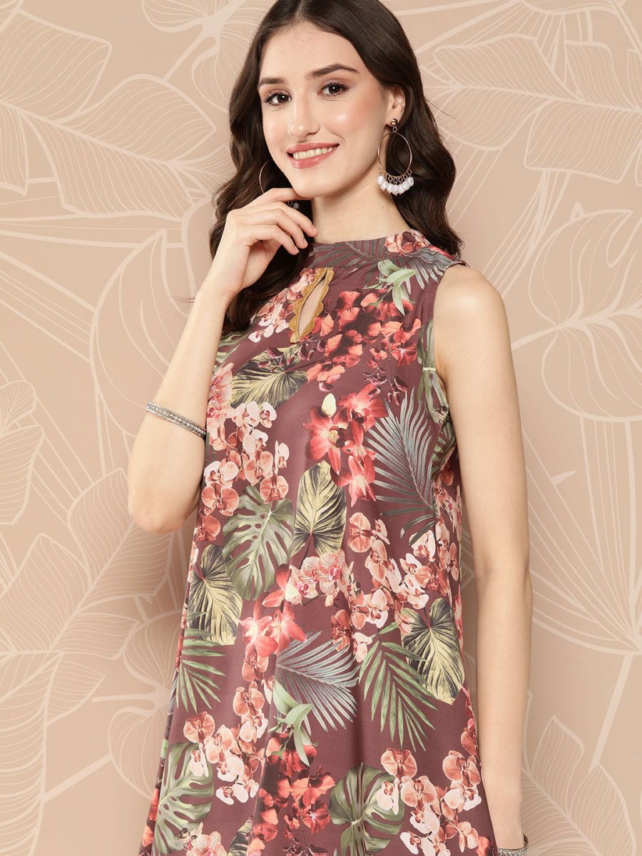 Ahalyaa Halter Neck Printed Tunic | Grocsy