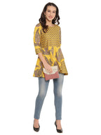 Ahalyaa Mustard Printed Layerd Tunic | Grocsy