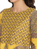 Ahalyaa Mustard Printed Layerd Tunic | Grocsy