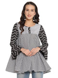 Ahalyaa Printed Flared Black Tunic | Grocsy