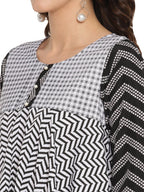 Ahalyaa Printed Flared Black Tunic | Grocsy