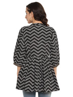 Ahalyaa Stripes Printed Black Tunic | Grocsy