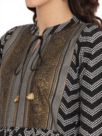 Ahalyaa Stripes Printed Black Tunic | Grocsy