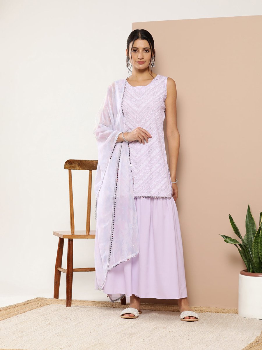 Ahalyaa Women Ethnic Motifs Printed Kurti With Sharara & With Dupatta | Grocsy