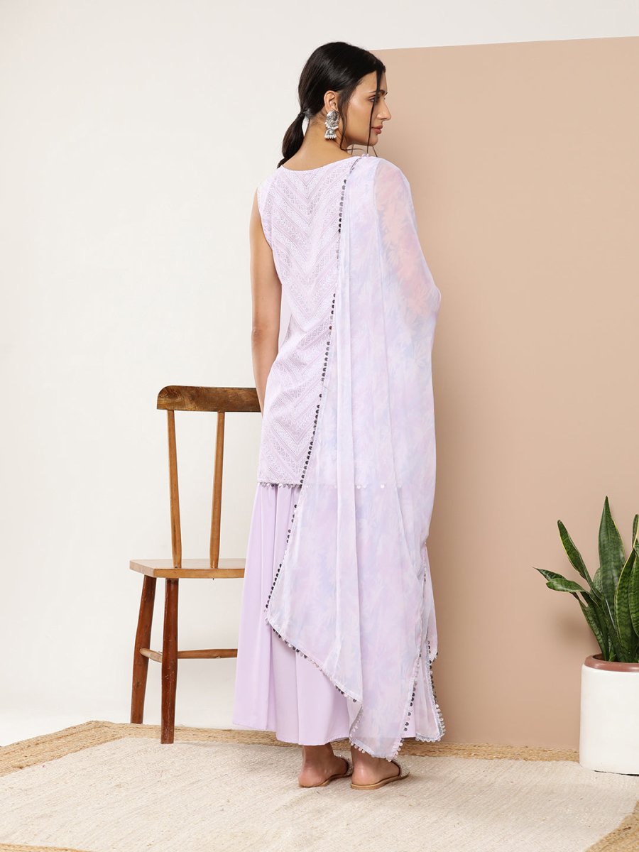 Ahalyaa Women Ethnic Motifs Printed Kurti With Sharara & With Dupatta | Grocsy