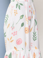 Ahalyaa Women White Floral Printed Pleated Kurta with Sharara & With Dupatta | Grocsy