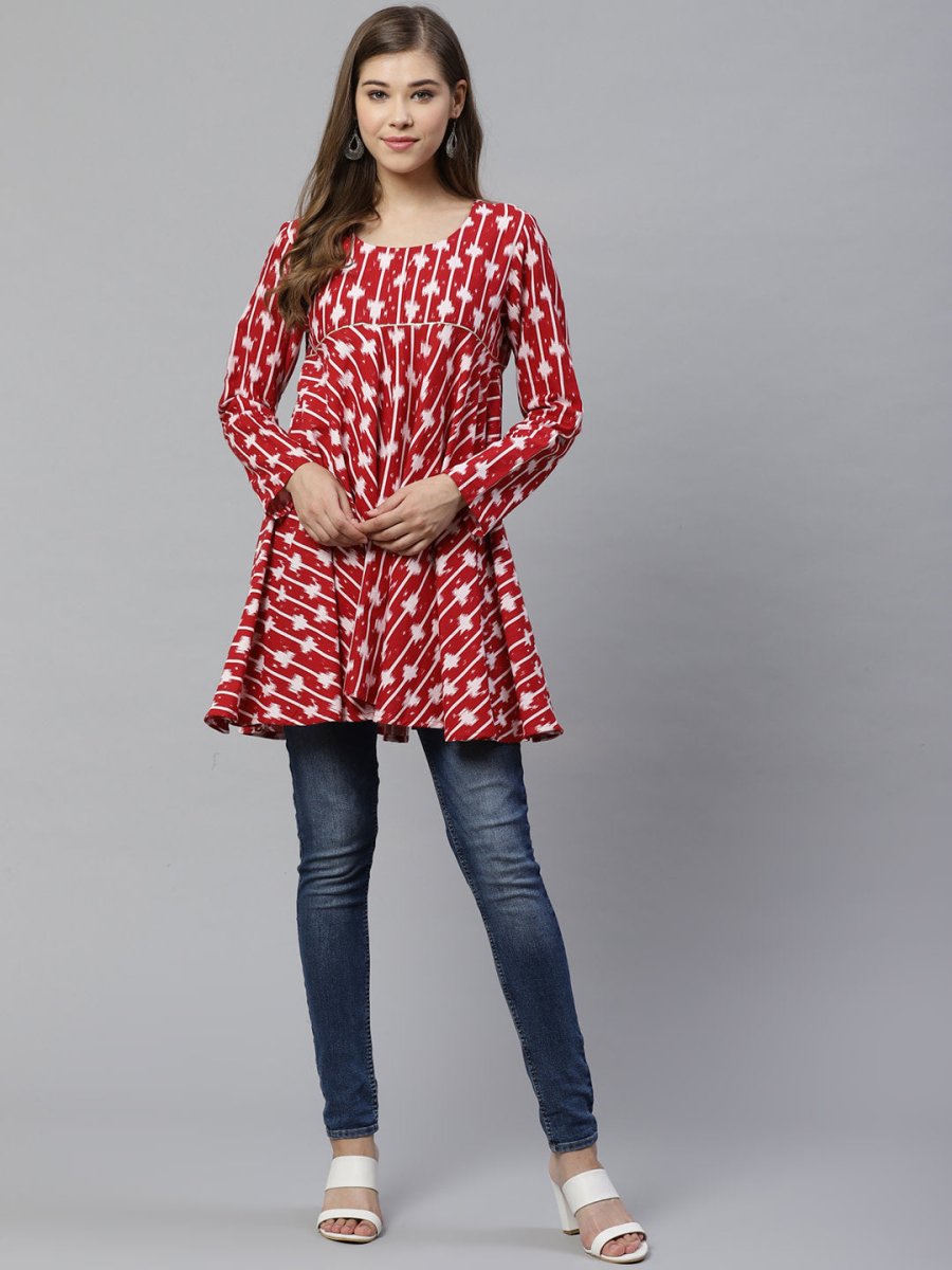 Ahalyaa Maroon Printed Tunic | Grocsy