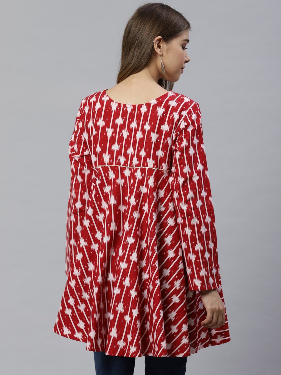Ahalyaa Maroon Printed Tunic | Grocsy