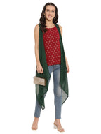 Ahalyaa Maroon Tunic With Attached Shrug | Grocsy