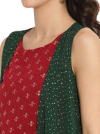 Ahalyaa Maroon Tunic With Attached Shrug | Grocsy