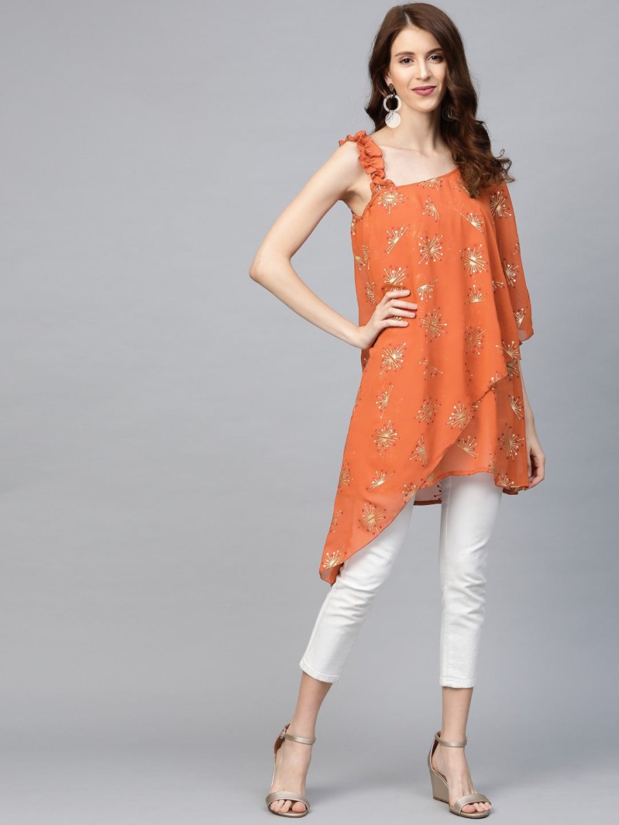 Ahalyaa Women One Shoulder Printed Tunic | Grocsy