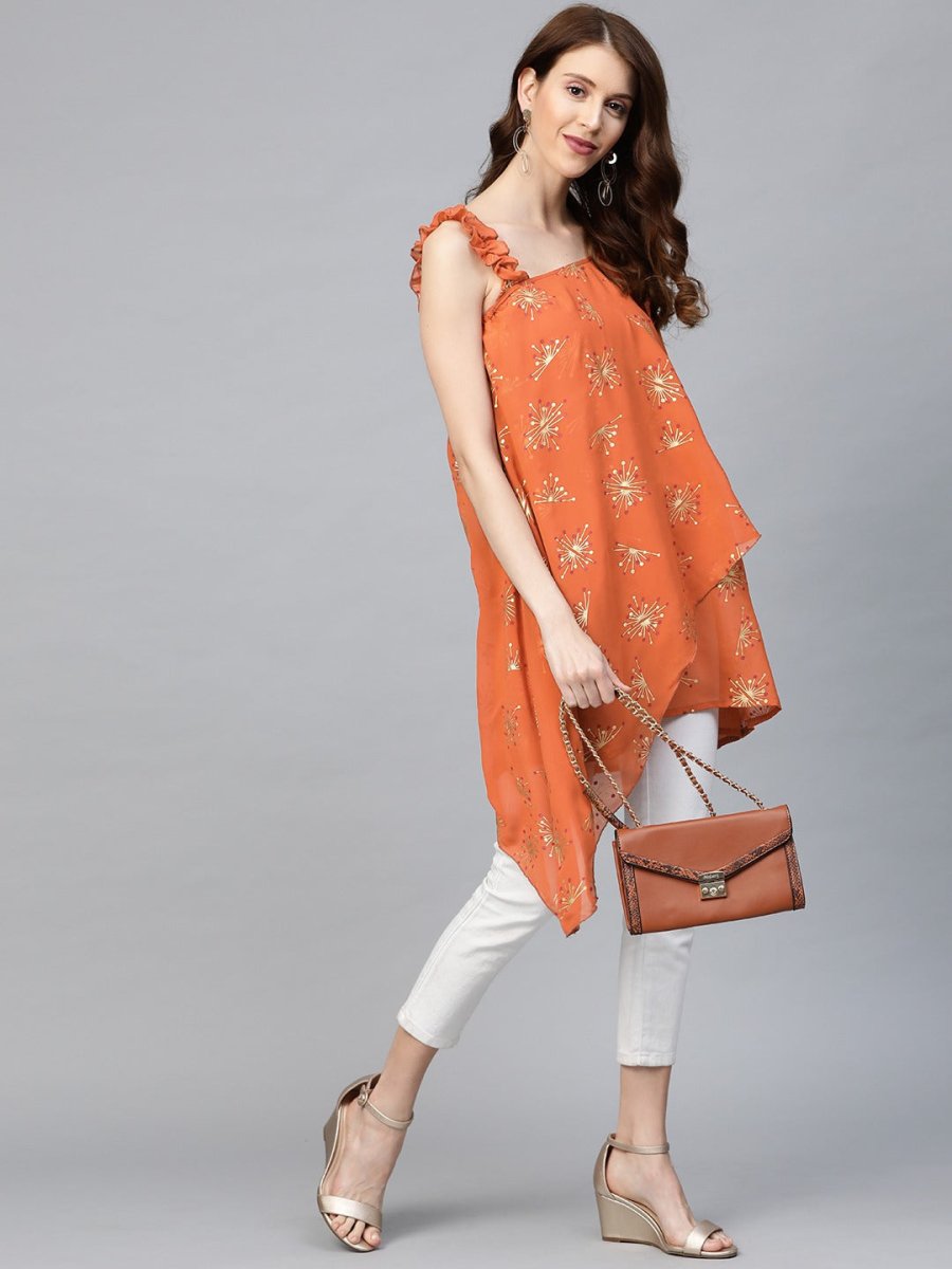 Ahalyaa Women One Shoulder Printed Tunic | Grocsy