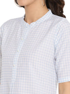 Ahalyaa Checks Printed Blue Tunic | Grocsy