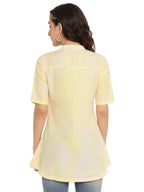 Ahalyaa Checks Printed Yellow Tunic | Grocsy
