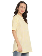 Ahalyaa Checks Printed Yellow Tunic | Grocsy