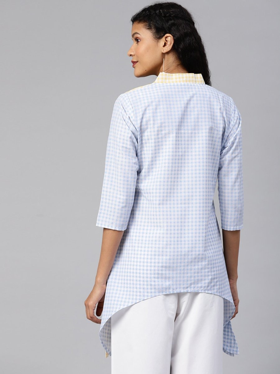 Ahalyaa Colour Blocked Printed Checks Tunic | Grocsy