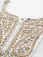 Ahalyaa White Pashmina Embroidered Tunic | Grocsy
