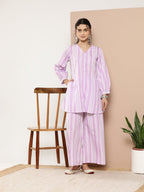 Ahalyaa Women Striped Crepe Co-Ords | Grocsy