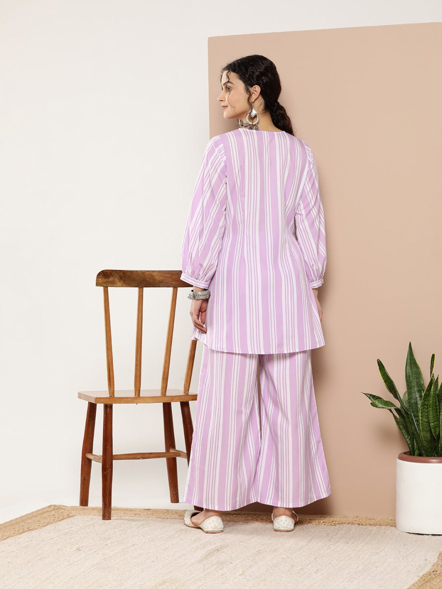 Ahalyaa Women Striped Crepe Co-Ords | Grocsy