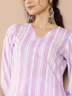 Ahalyaa Women Striped Crepe Co-Ords | Grocsy