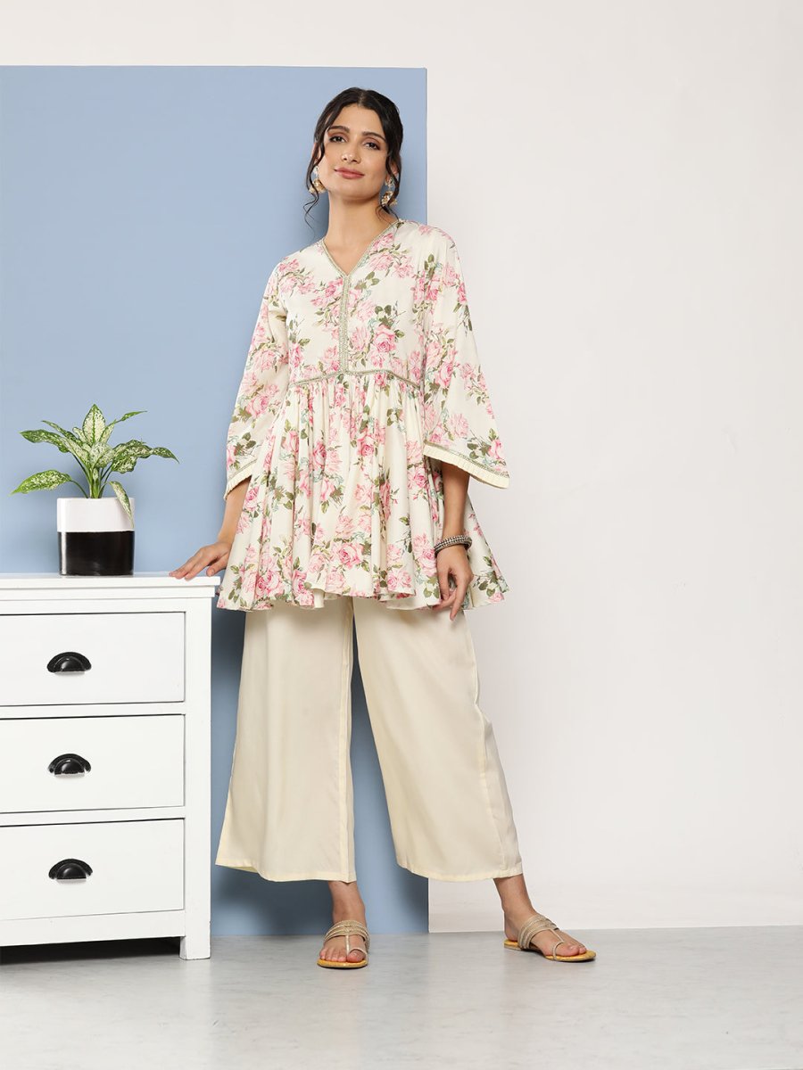 Ahalyaa Women Floral Print Crepe Co-Ords | Grocsy