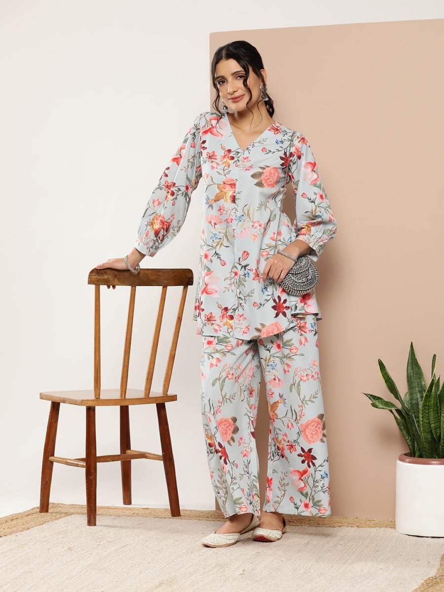 Ahalyaa Women Floral Print Crepe Co-Ords | Grocsy