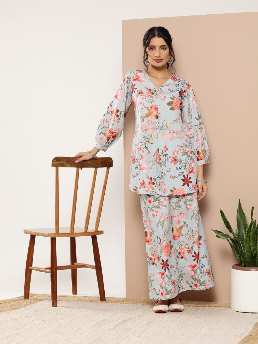 Ahalyaa Women Floral Print Crepe Co-Ords | Grocsy