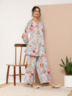 Ahalyaa Women Floral Print Crepe Co-Ords | Grocsy
