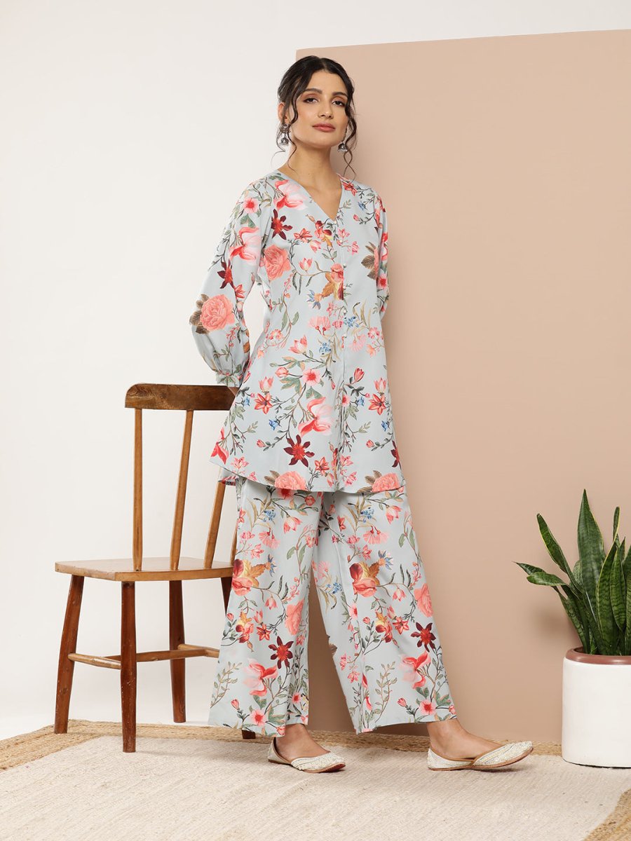 Ahalyaa Women Floral Print Crepe Co-Ords | Grocsy