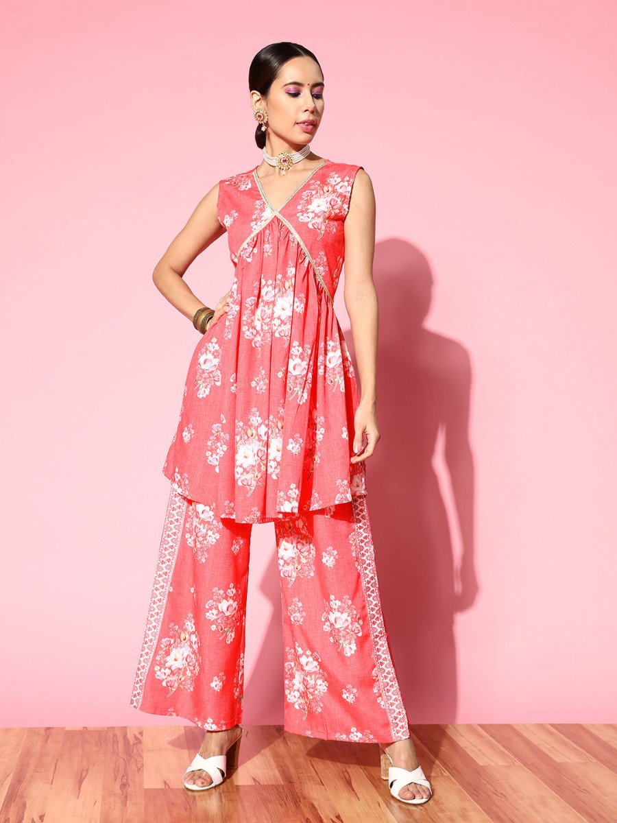 Ahalyaa Floral Printed Crepe Co-Ords | Grocsy