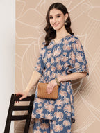 Ahalyaa Printed Crepe Ethnic Tunic With Palazzos | Grocsy