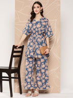 Ahalyaa Printed Crepe Ethnic Tunic With Palazzos | Grocsy