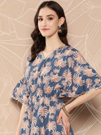 Ahalyaa Printed Crepe Ethnic Tunic With Palazzos | Grocsy