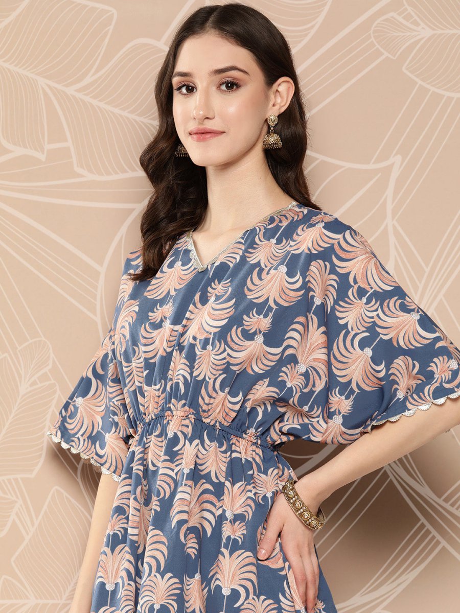 Ahalyaa Printed Crepe Ethnic Tunic With Palazzos | Grocsy