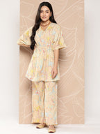 Ahalyaa Women Printed Crepe Tunic With Palazzos | Grocsy