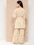 Ahalyaa Women Printed Crepe Tunic With Palazzos | Grocsy