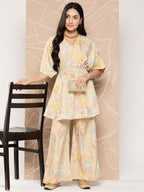 Ahalyaa Women Printed Crepe Tunic With Palazzos | Grocsy