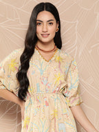 Ahalyaa Women Printed Crepe Tunic With Palazzos | Grocsy