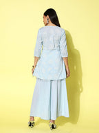 Ahalyaa Printed Cotton Tunic with Palazzos | Grocsy