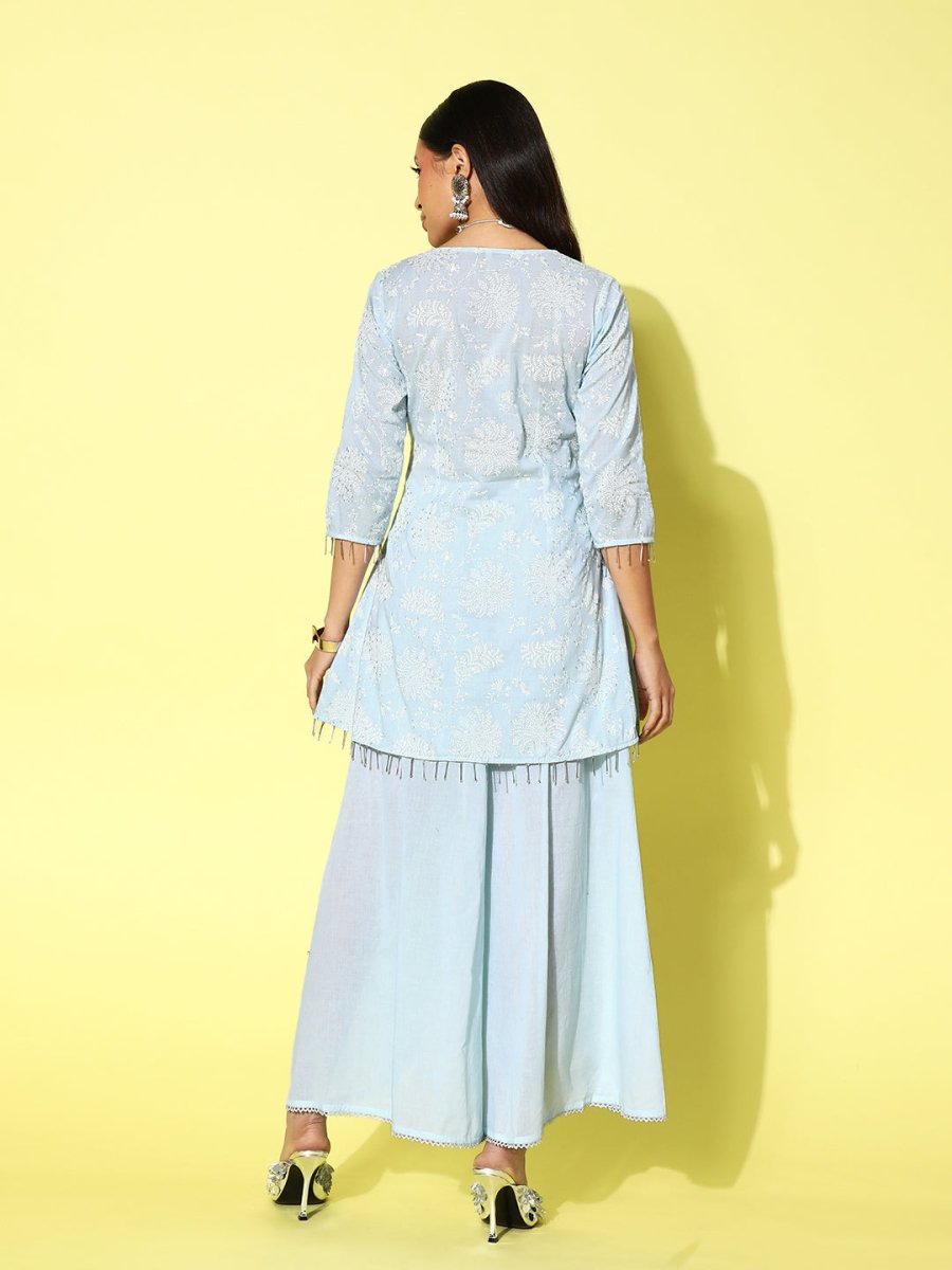 Ahalyaa Printed Cotton Tunic with Palazzos | Grocsy